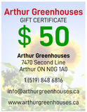 Arthur Greenhouses - $50 Gift Certificate